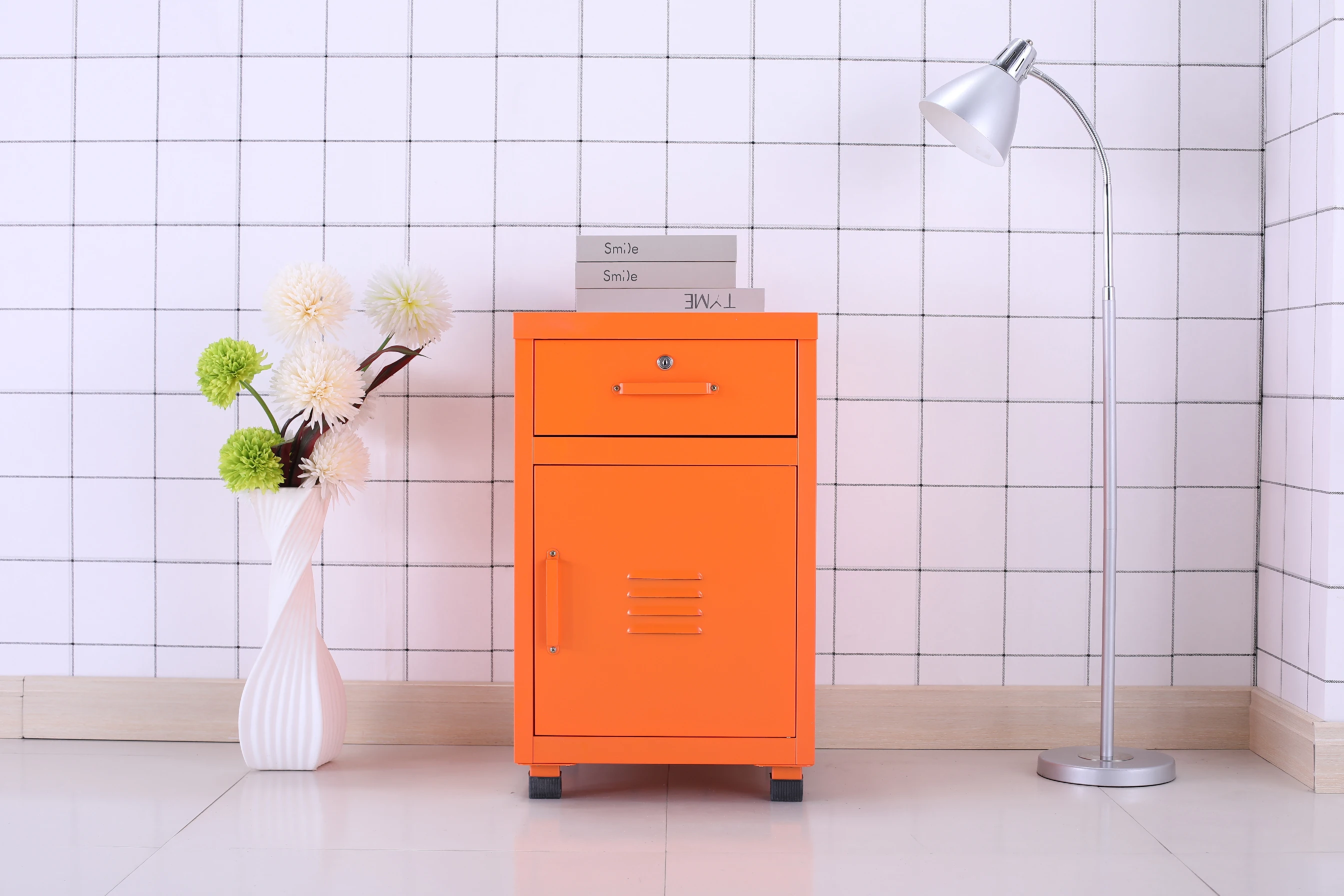 Manufacturer wholesale home furniture nightstand metal steel cabinet bedside table