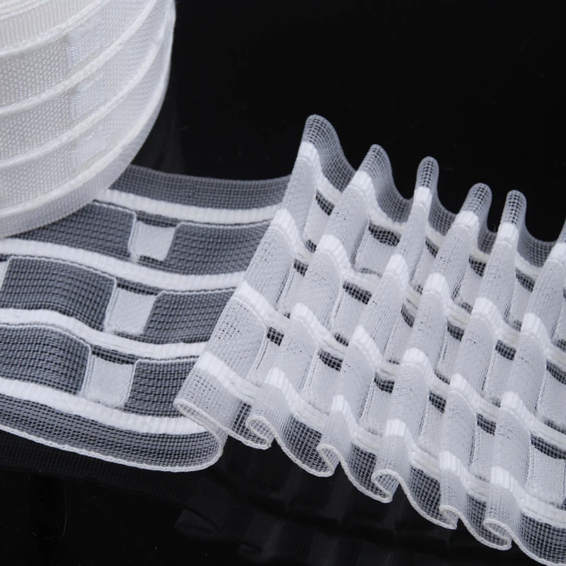 9.8 Yards Translucent Curtain Pleating Tape, White Polyester