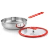 Professional Manufacturer High Quality OEM Fashion 24CM Colorful Griddle Stainless Steel Fry Pan With Long Handle