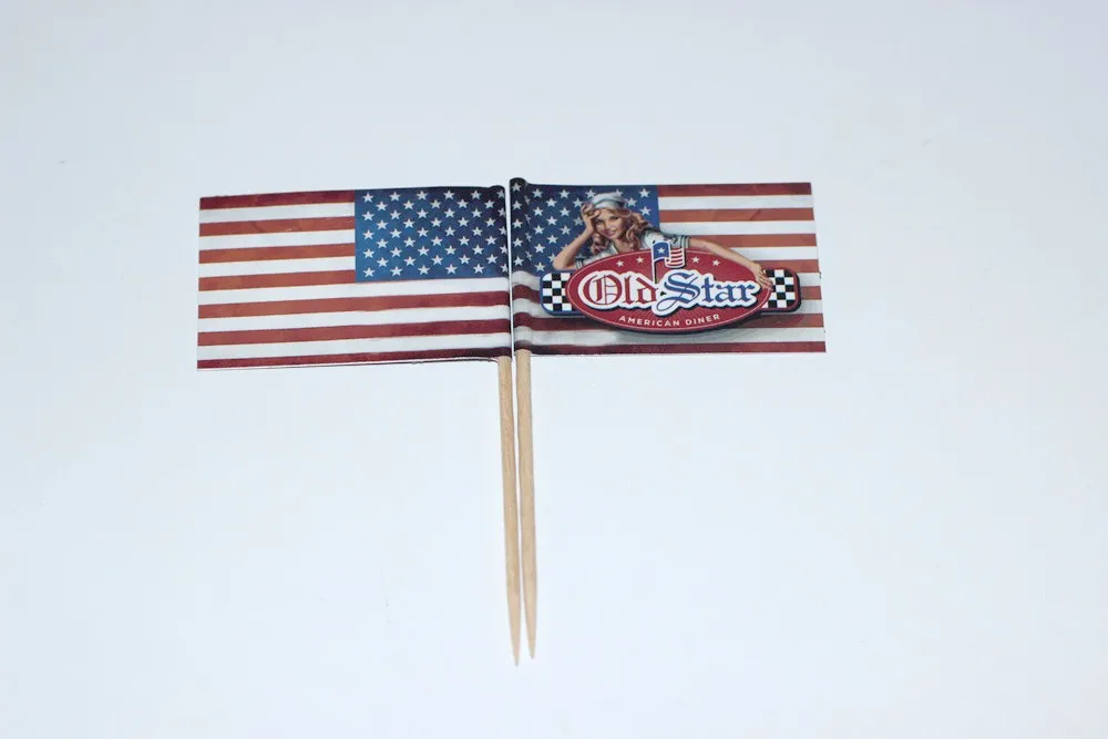 Popular Promotional Cheap Custom American Cocktail Toothpick Flags