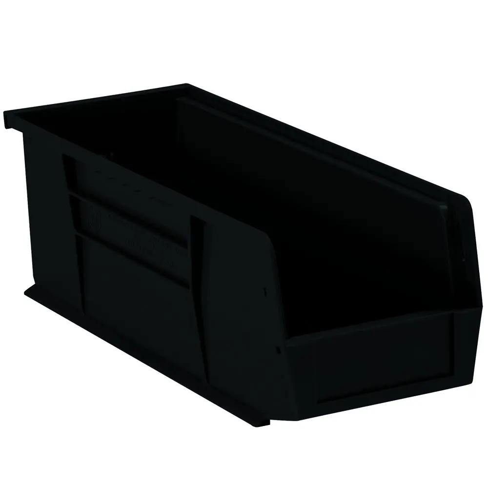 Aviditi BINP1555K Plastic Stack and Hang Bin Boxes, 14 3/4" x 5 1/2" x 5", Black (Pack of 12)