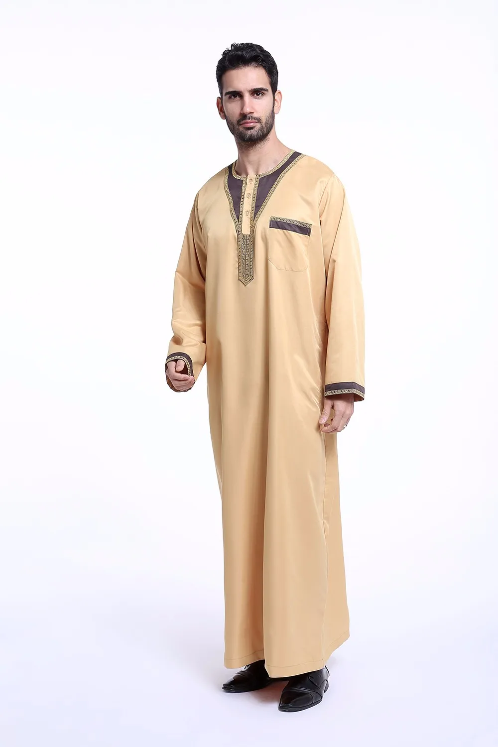 Dubai 2017 Long Sleeve Mens Kaftan Jilbab Army Green Arbric Men Jubba ...