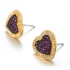 India Style Colorful Gem Stud Earrings Hollow Heart Earrings Lead And Nickel Free Earring