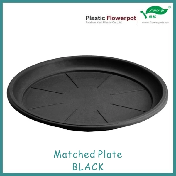 A Large 45 cm diameter black plastic saucer for plant pots or similar