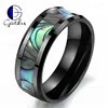 Gentdes Jewelry Black Ceramic Ring With Abalone Inlay For Men