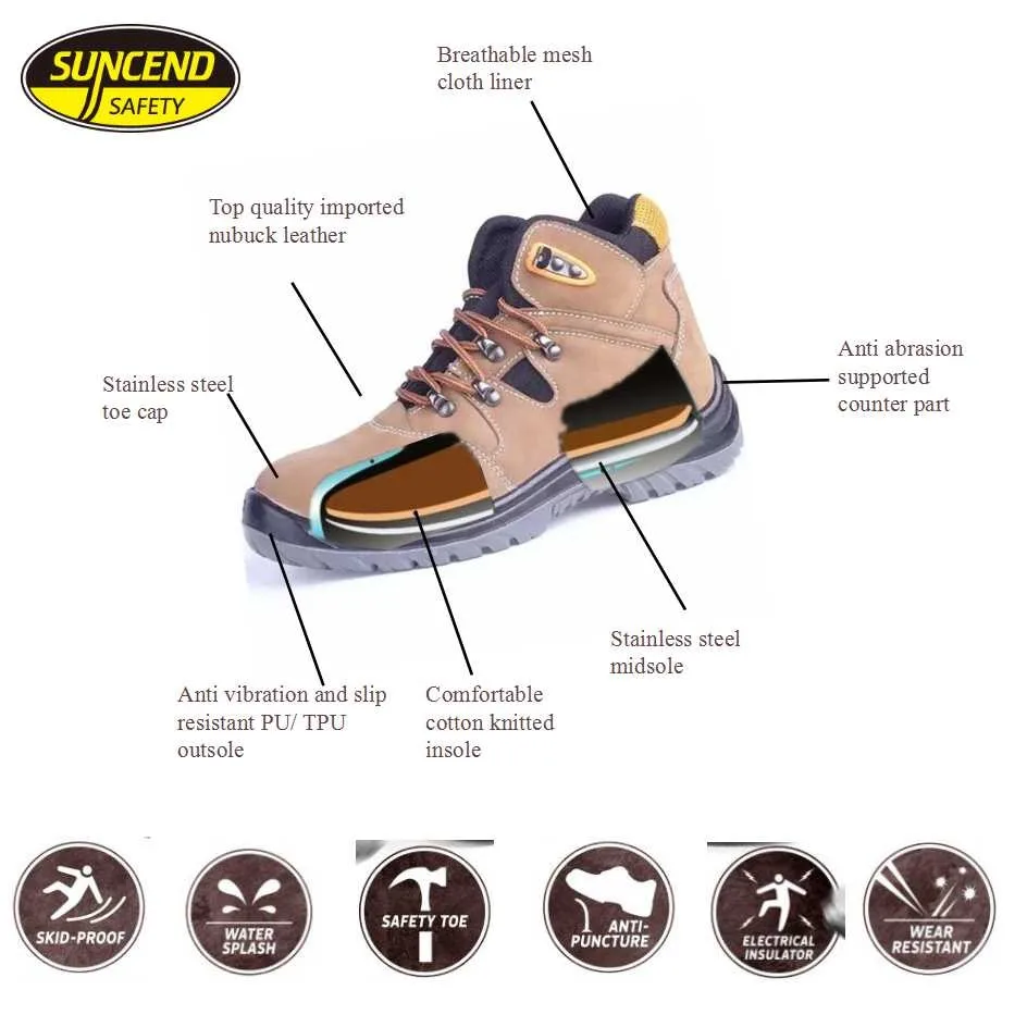 Construction Steel Toe Cap Nubuck Leather Mens Work Safety Shoes Buy