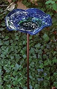 Echo Valley Illuminarie Blue Swirl Birdbath on KD Stake