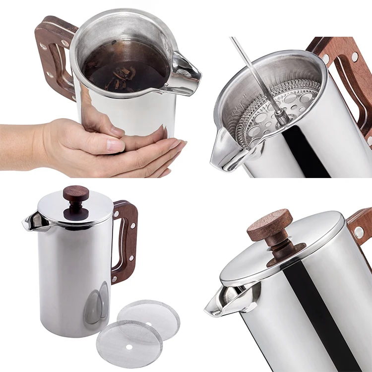 1.0l New Products Hand Press Stainless Steel 304 Coffee Plunger French