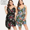 Guangzhou Fashion Floral Sex Women Clothing Plus Size Ladies Oversize Dresses