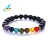 Top selling products natural lava stone bead 7 healing Yoga chakra bracelet