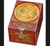 red dragon phoenix fengshui leather antique hand painted art oriental lacquer jewelry box