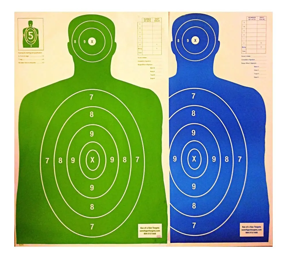 Paper Shooting Hostage Targets 25 Green 25 Orange Silhouette B 27 23x35 Qty 50 Targets