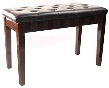 Piano Bench Wood Double Duet Keyboard Seat With Storage Leather