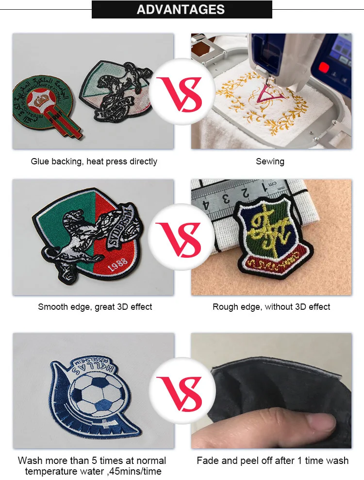 Custom Designs Factory Embroidered Heat Transfer Embroidery Patches For
