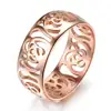 Rose gold hollowing flowers shaped stainless steel women's rings customized styles