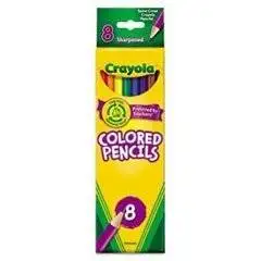 Crayola Colored Woodcase Pencils, 3.3 mm, BLK/BE/BN/GN/OE/RD/VT/YW, 8/Set