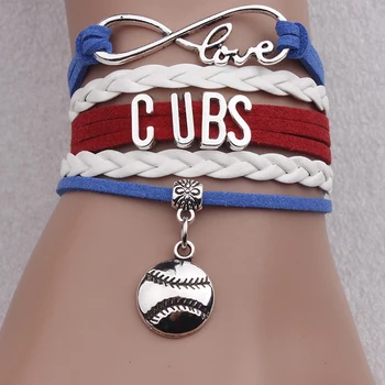 Manual Leather Accessories Por Baseball Team Letter Cubs Manual Leather Accessories Por Baseball Team Letter Cubs Bracelets