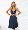 Wholesale Ladies Dress Sexy Fashion Sling Button Open Back Bow Dress