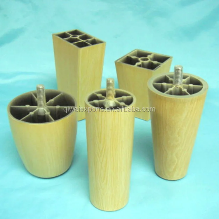 Wooden Finish Plastic Square Furniture Legs For Benches And Sofa Chairs