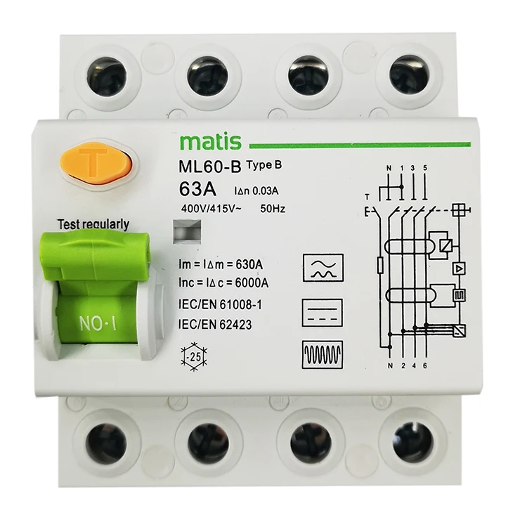 Matismart Type B Rcd 4 Pole 30ma 63a Ml60-b 400/415v Circuit Breaker ...