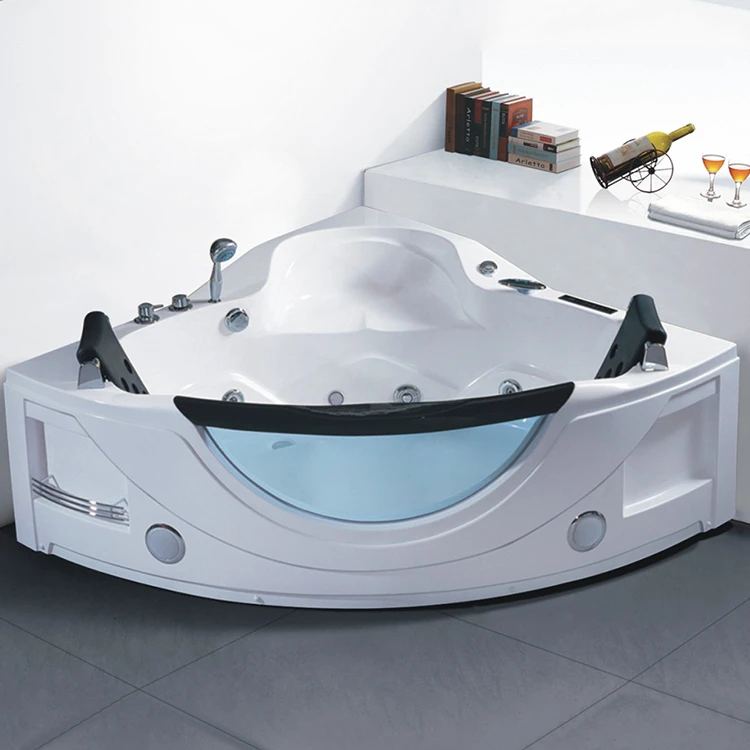 Cheap Fiberglass Two People Freestanding Whirlpool Corner Bathtub With