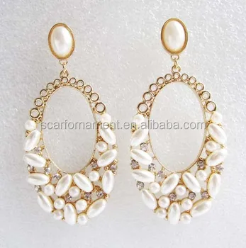 New Design Elegant Rani Haar White Black Pearl Bridal Earrings Gold New Design Elegant Rani Haar White Black Pearl Bridal Earrings Gold Hollow Out Rhinestone
