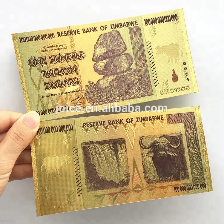 One Hundred Trillion Dollars Bill Gold Goil Money Collection Gifts One Hundred Trillion Dollars Bill Gold Goil Money Collection Gifts Whole Zimbabwe 100 Dollar 24k Golden Foil Banknotes Engraved