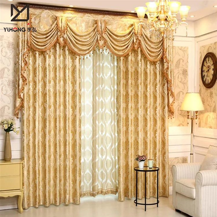 Elegant Damask Fabric Curtains And Drapes Design For ...