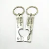Puzzle Heart Piece Set Stainless Steel Key Chain Enamel Name Key Ring Holder Anniversary Gift for Her
