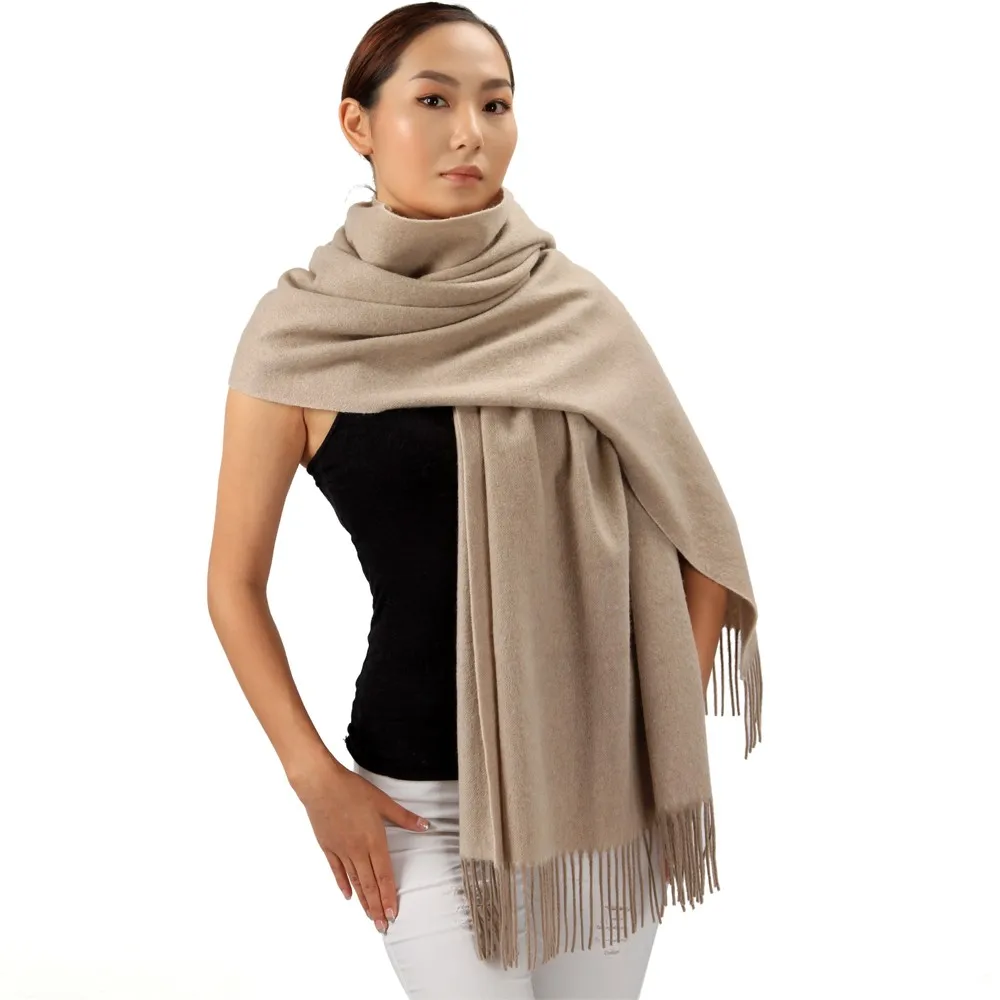 Winter Elegant Thick Plain Reversible Mongolian 100% Cashmere Scarf ...