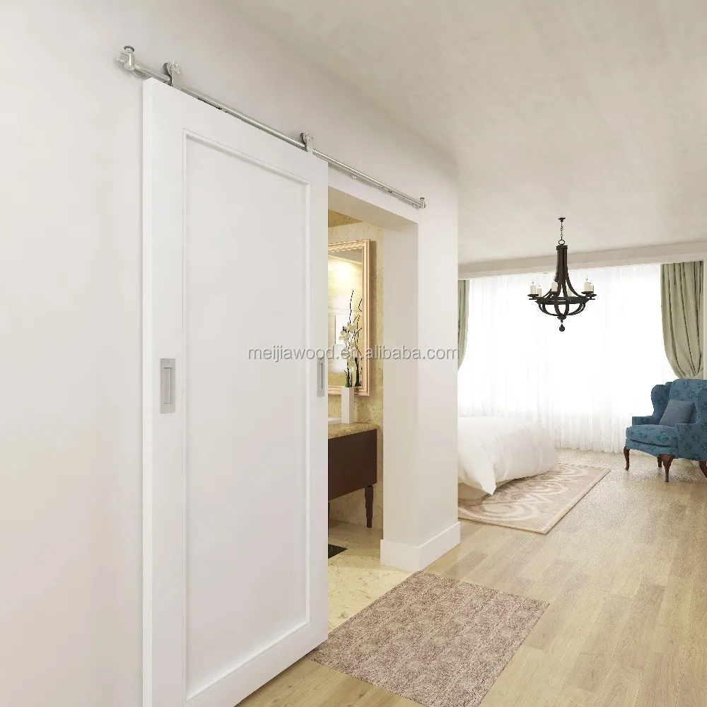 Modern Shaker Style Interior Barn Door Sliding With Stainless Modern Shaker Style Interior Barn Door Sliding With Stainless