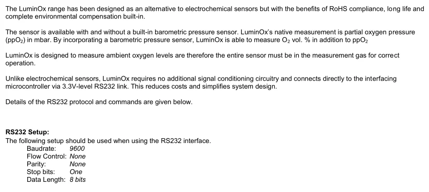 Fluorescence-based Optical Oxygen Sensor O2 for Medical Incubation Agriculture 0-25% LOX-O2