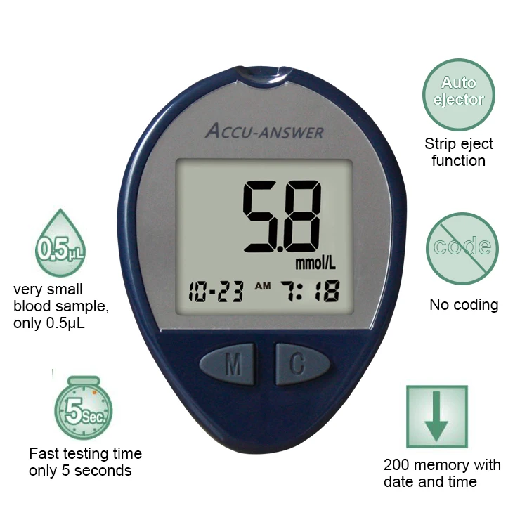 Other Household Medical Devices ACCU-ANSWER  Glucometro Diabetes Digital Blood Sugar Monitor Kit Blood Glucose Testing Machine