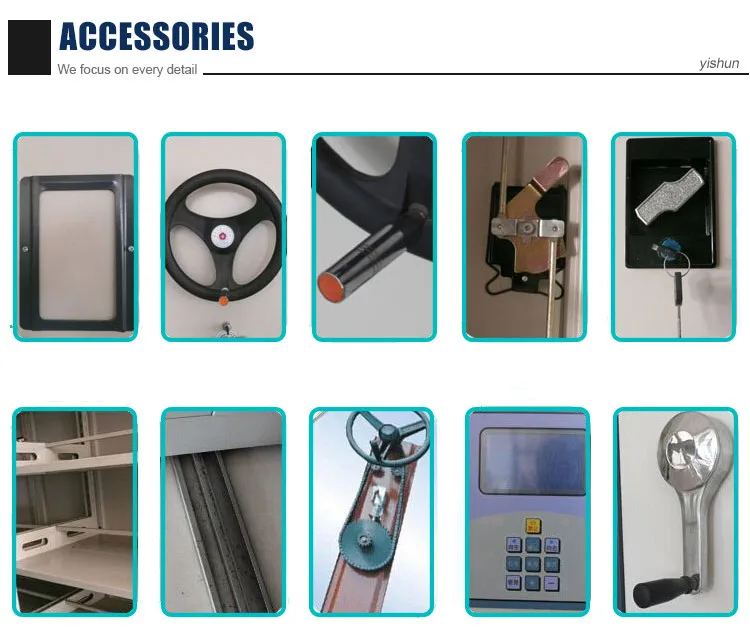 Steel Shelving Systems 5 layers Locking Mobile compactor Storage Filing Cabinet