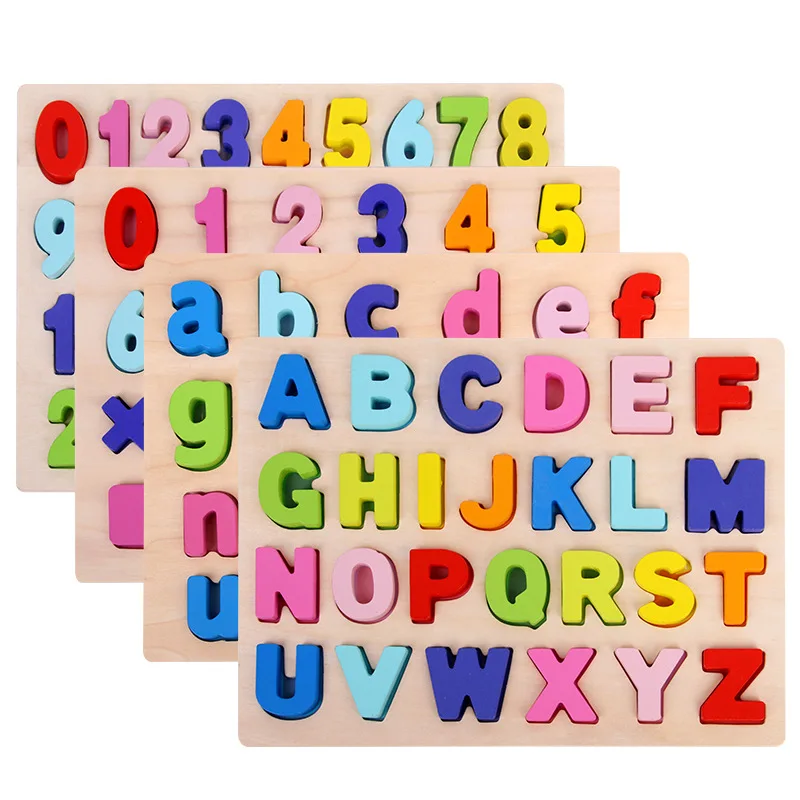 Details about  / Children Wooden Toys Early Learning Jigsaw Letter Alphabet Shape Puzzles