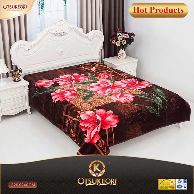 100 Polyester Flower Design Acrylic Heavy Polyester Blanket 5kg