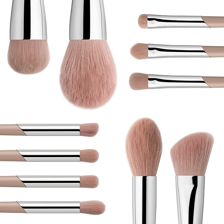 Hot Pink Vegan Fiber Irregular Ferrule Tube Make Up Brush Set 11pcs