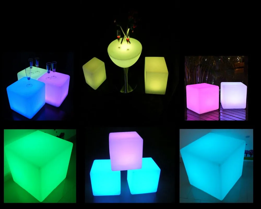 illuminated plastic square light up led glowing cube chair event