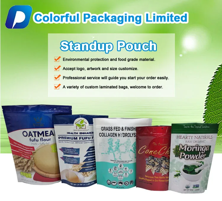 High Quality Customized Plastic Doypack Foil Pouch Top Ziplock Wheat