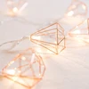 Rose gold diamond Geometric boho bedroom fairy lights metal cage string lights for wedding party bridal gift wall decorative