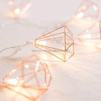 Rose Gold Diamond Geometric Boho Bedroom Fairy Lights Metal Cage String Lights For Wedding Party Bridal Gift Wall Decorative Buy Decorative String