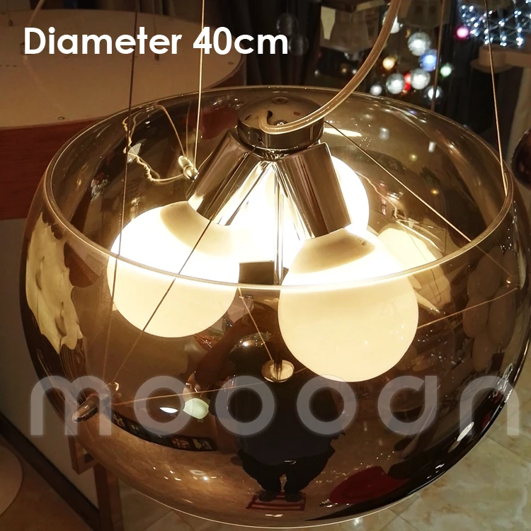 Modern Circular Ring E27 Bubble Bulb Chrome Blown Glass Chandelier pendant light