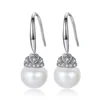CZCITY New Fashion Genuine 925 Sterling Silver Pearl Earring Wire Mounting CZ for Women