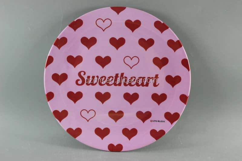 Sweet Heart Plastic Dinner Plaste Melamine Loving Heart Dishes