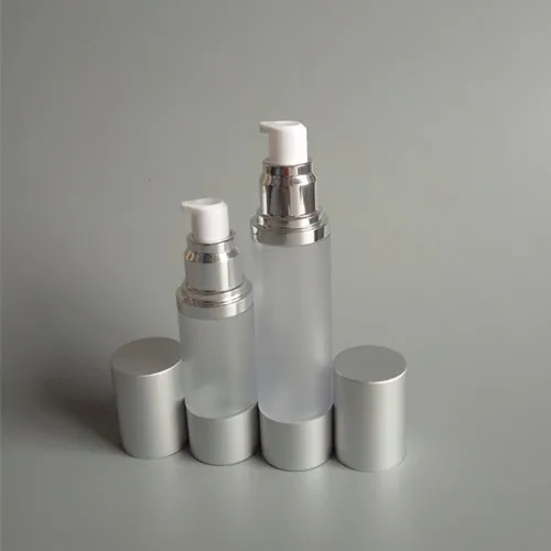 Download 50ml Frosted Silver Airless Pump Bottle With Silver Lid ...