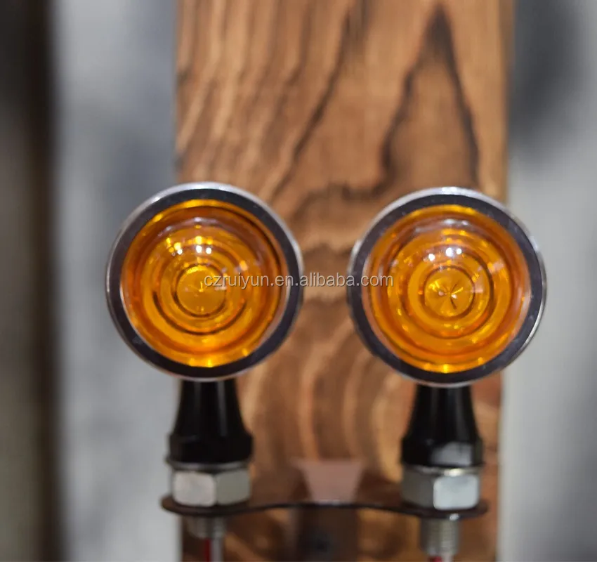 Matte Black Heavy Duty Amber Lens Vintage Motorcycle Turn Signals For