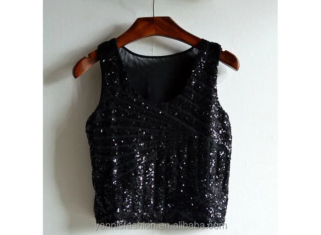 black glitter vest top