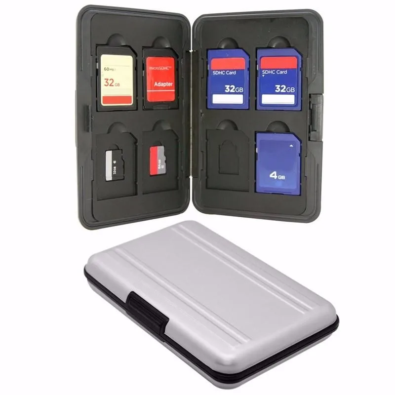 Aluminio Caja Funda Bolsa Estuche Para 8 Tarjetas de Memoria Micro//SD//SDHC//SDXC