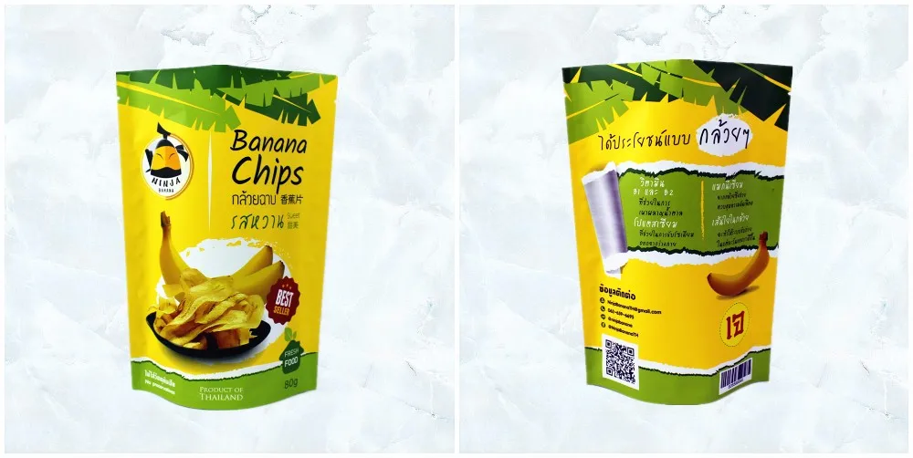 热封铝箔塑料站起来香蕉芯片包装袋