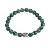 8MM Malachite Semi Precious stone Bracelets 24SB1043-8MM Buddhism Prayer Wheel hand-painted Alloy Buddhist Head Bangle